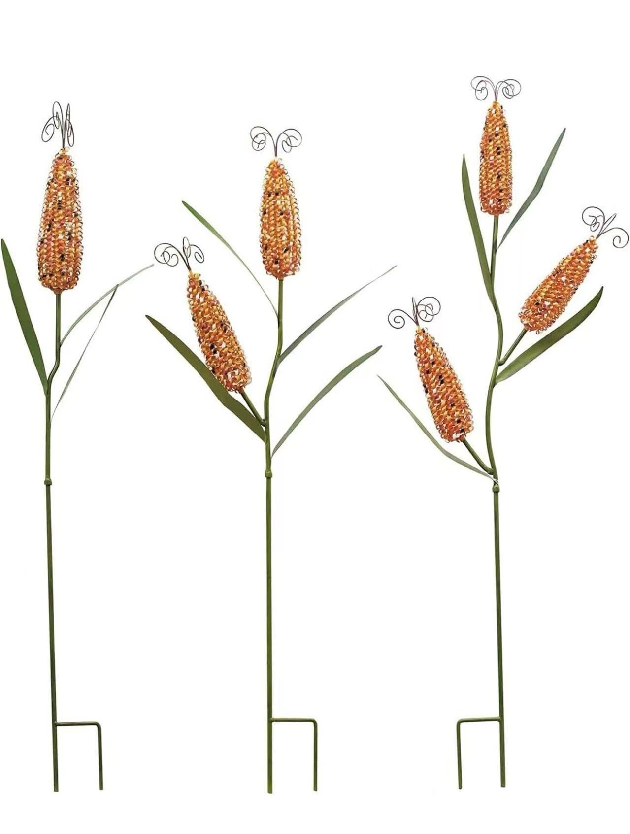 Metal Fall Corn Garden Stakes - Hollow Design Outdoor Yard Decor