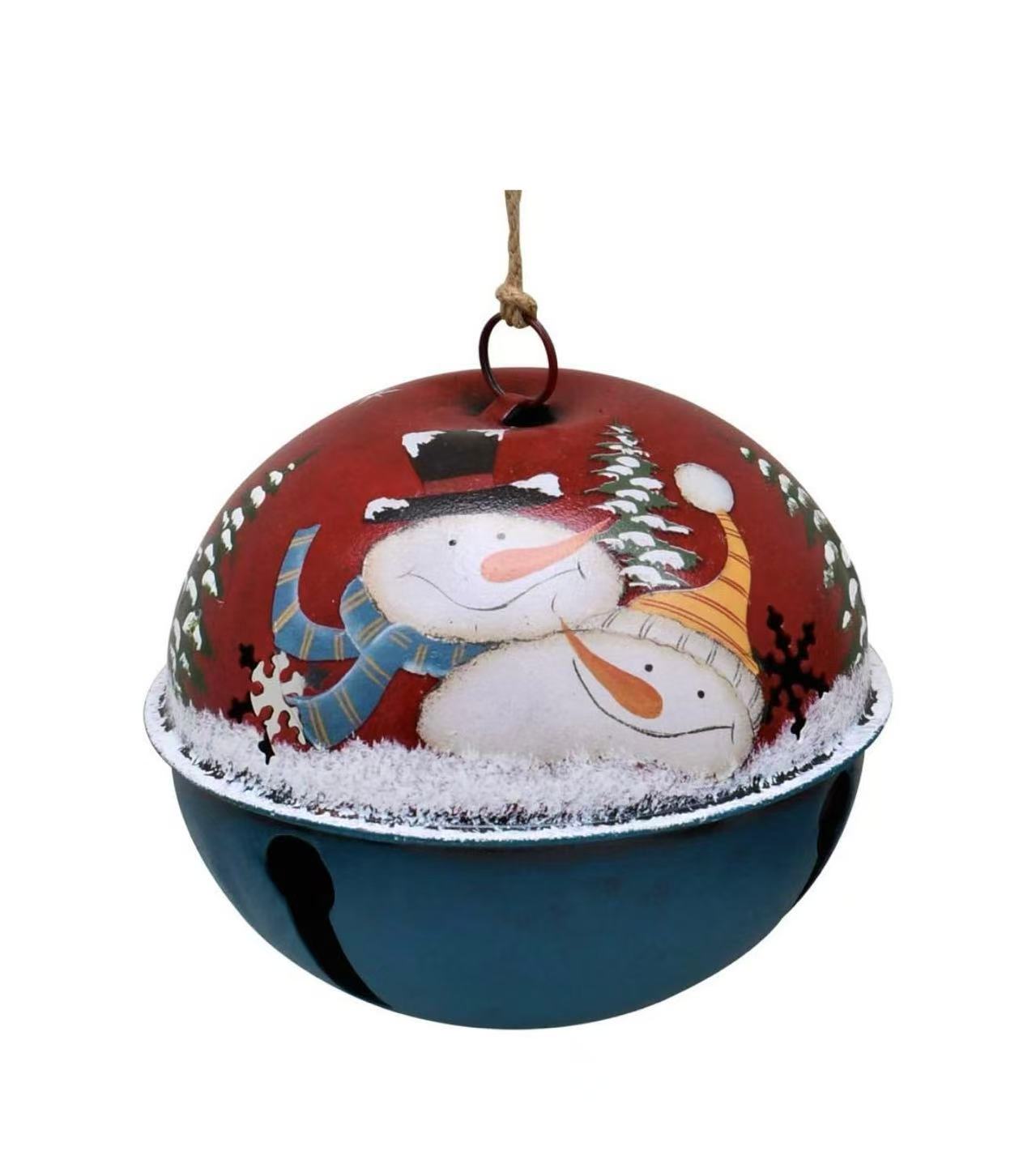 Christmas Jingle Bell Hanging Ornament – 6"x6" Rustic Snowman Tree & Door Decor
