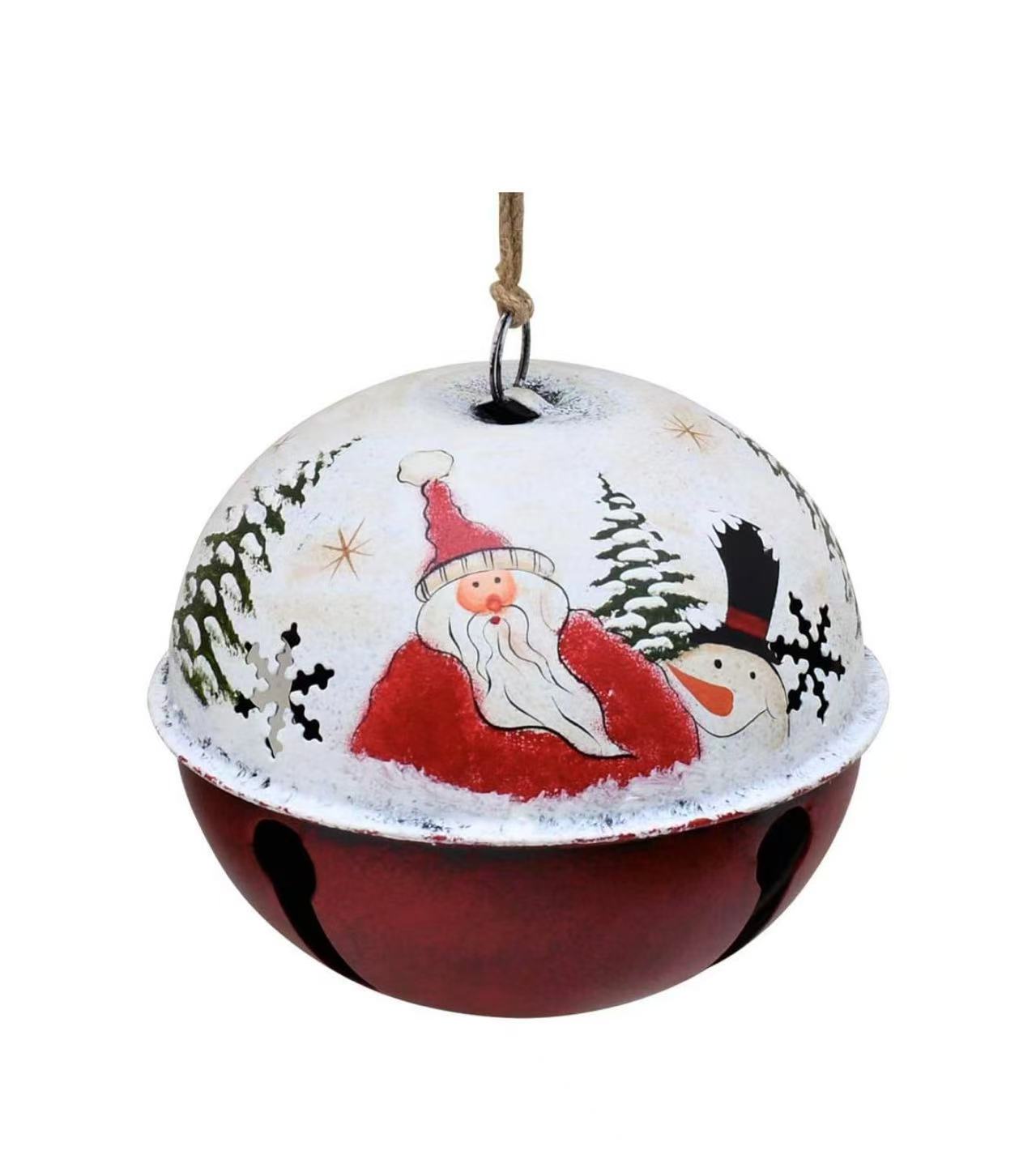 Christmas Jingle Bell Ornament – 6"x6" Rustic Santa Claus Tree & Door Decor
