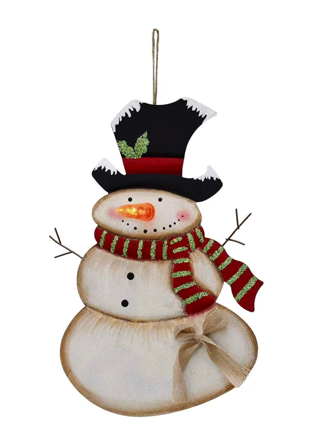 LED Battery-Operated Blinking Nose Snowman – Rustic Christmas Decor (Batteries Not Included)