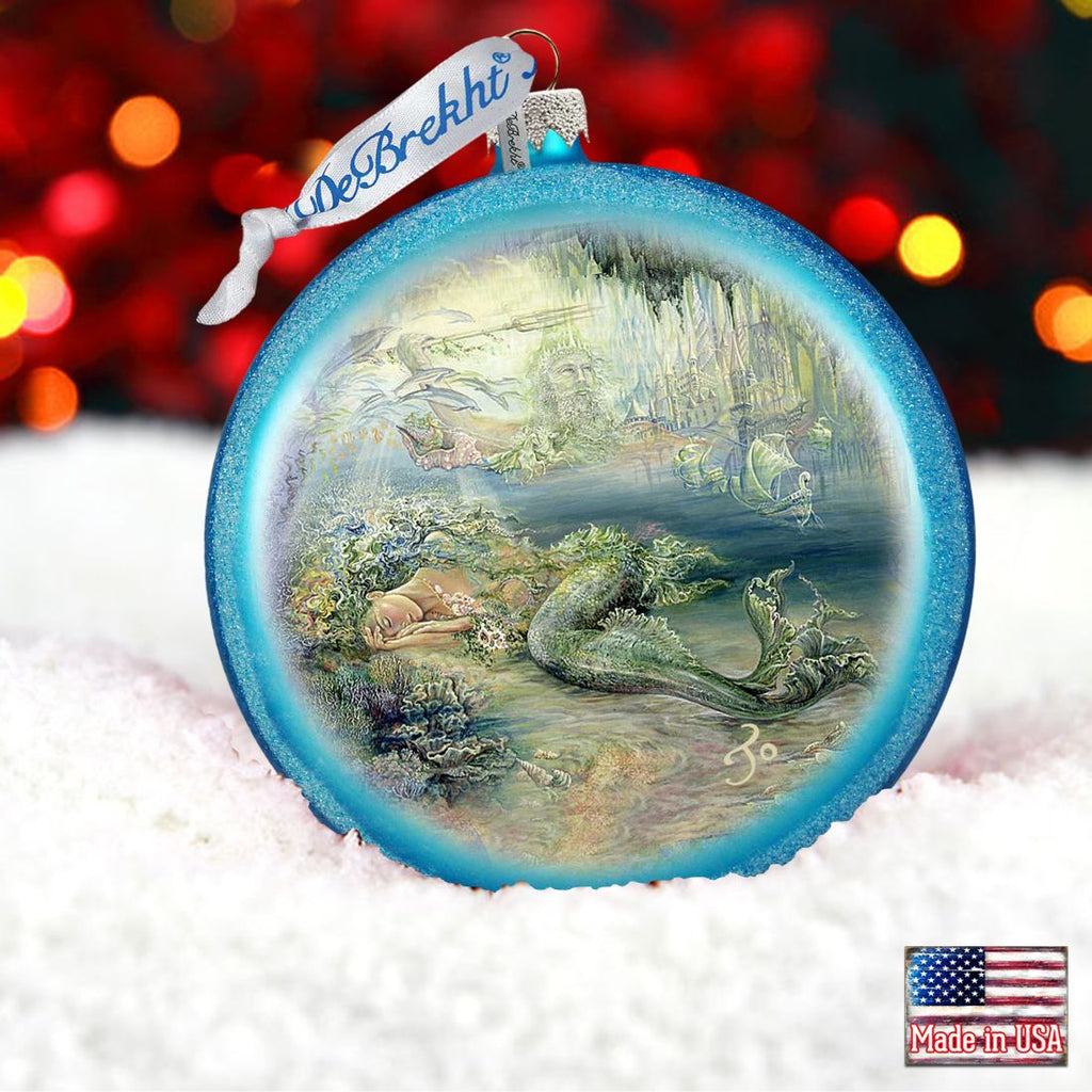 Mer Angel Glass Christmas Ornament by Josephine Wall - Coastal Sea-Life Holiday Decor