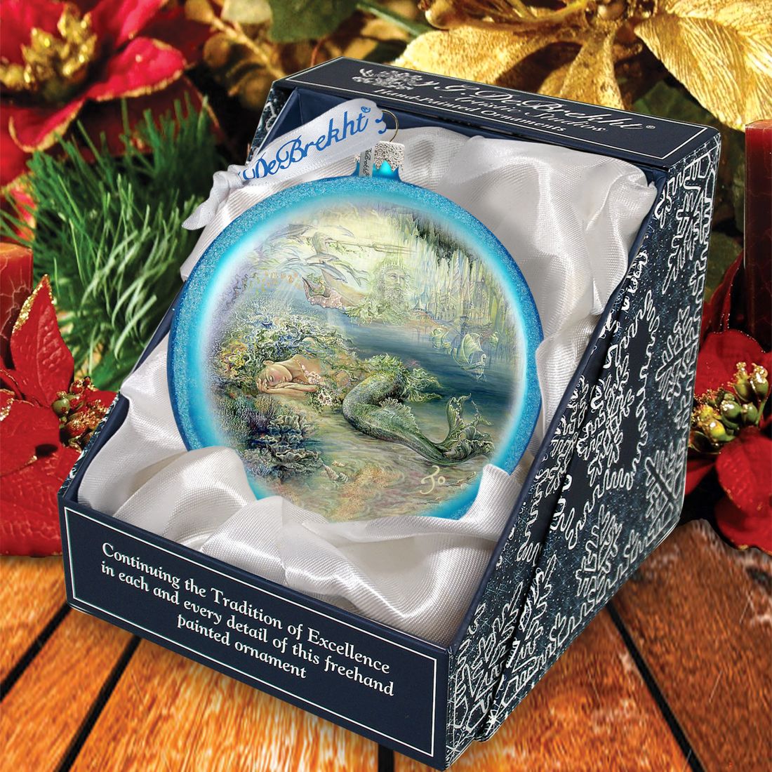 Mer Angel Glass Christmas Ornament by Josephine Wall - Coastal Sea-Life Holiday Decor
