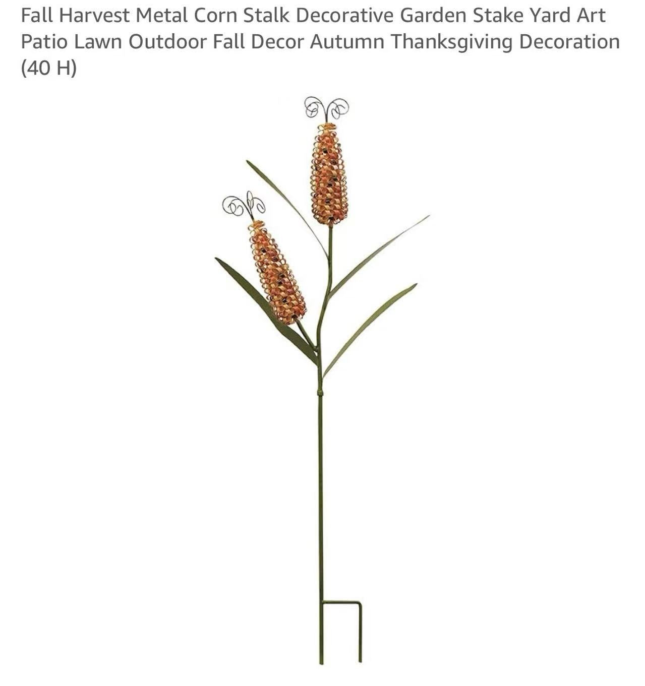 Metal Corn Garden Stake - Decorative Outdoor Fall Yard Decoration