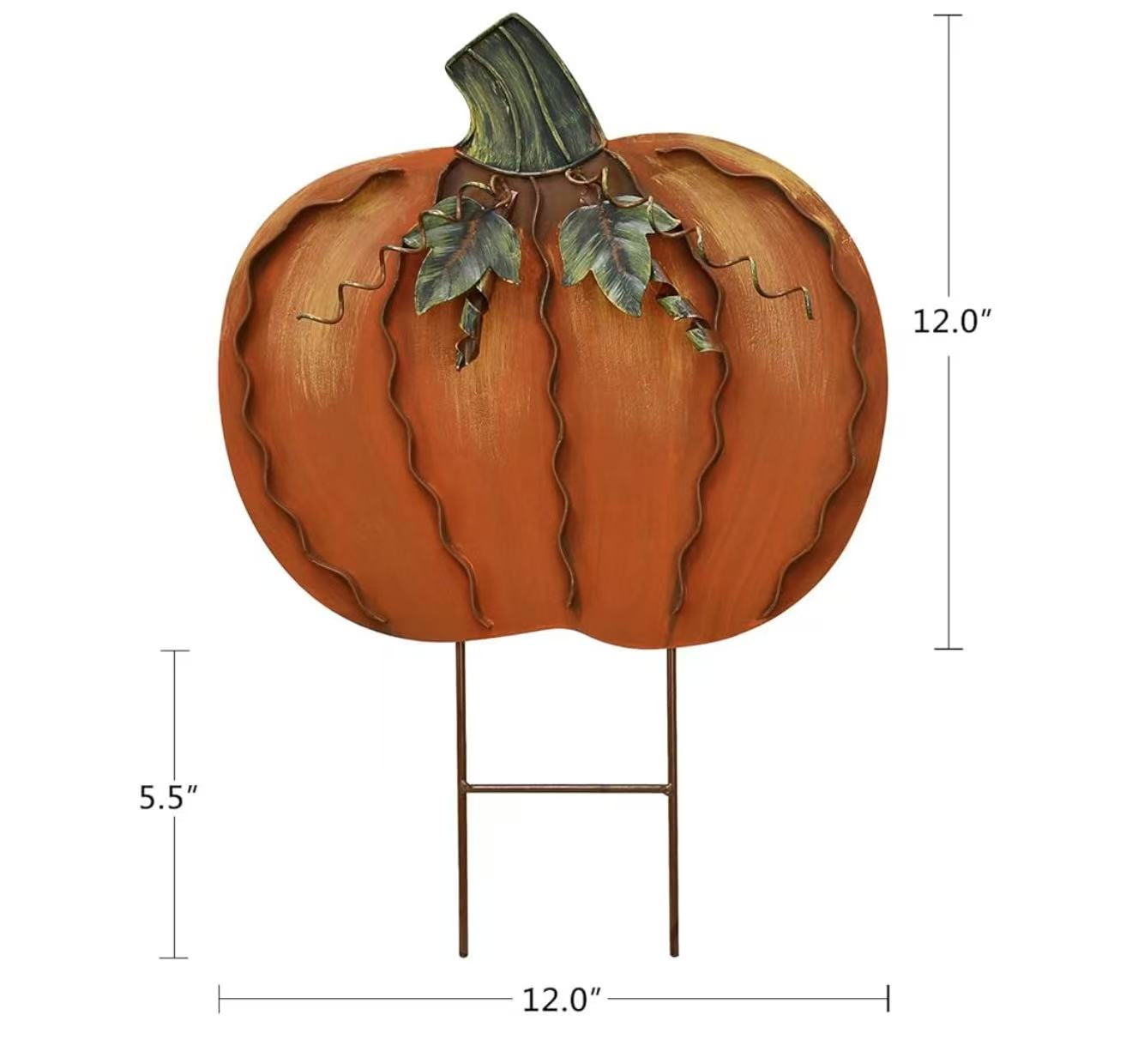 Metal Pumpkin Yard Stake - Thanksgiving Halloween Decorations