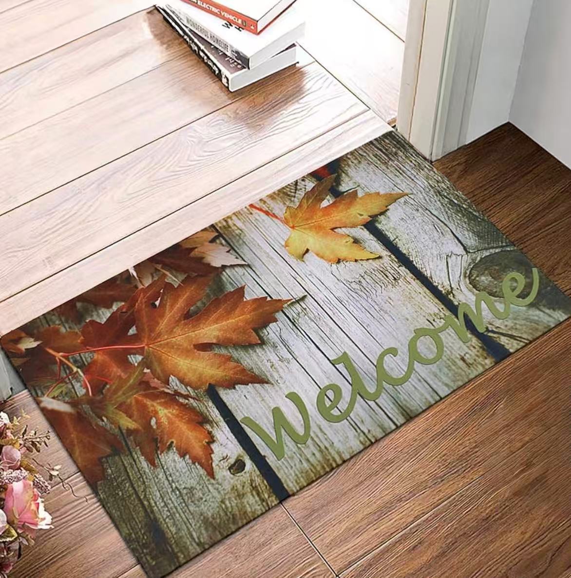 Fall Welcome Mat Maple Leaves Door Mats