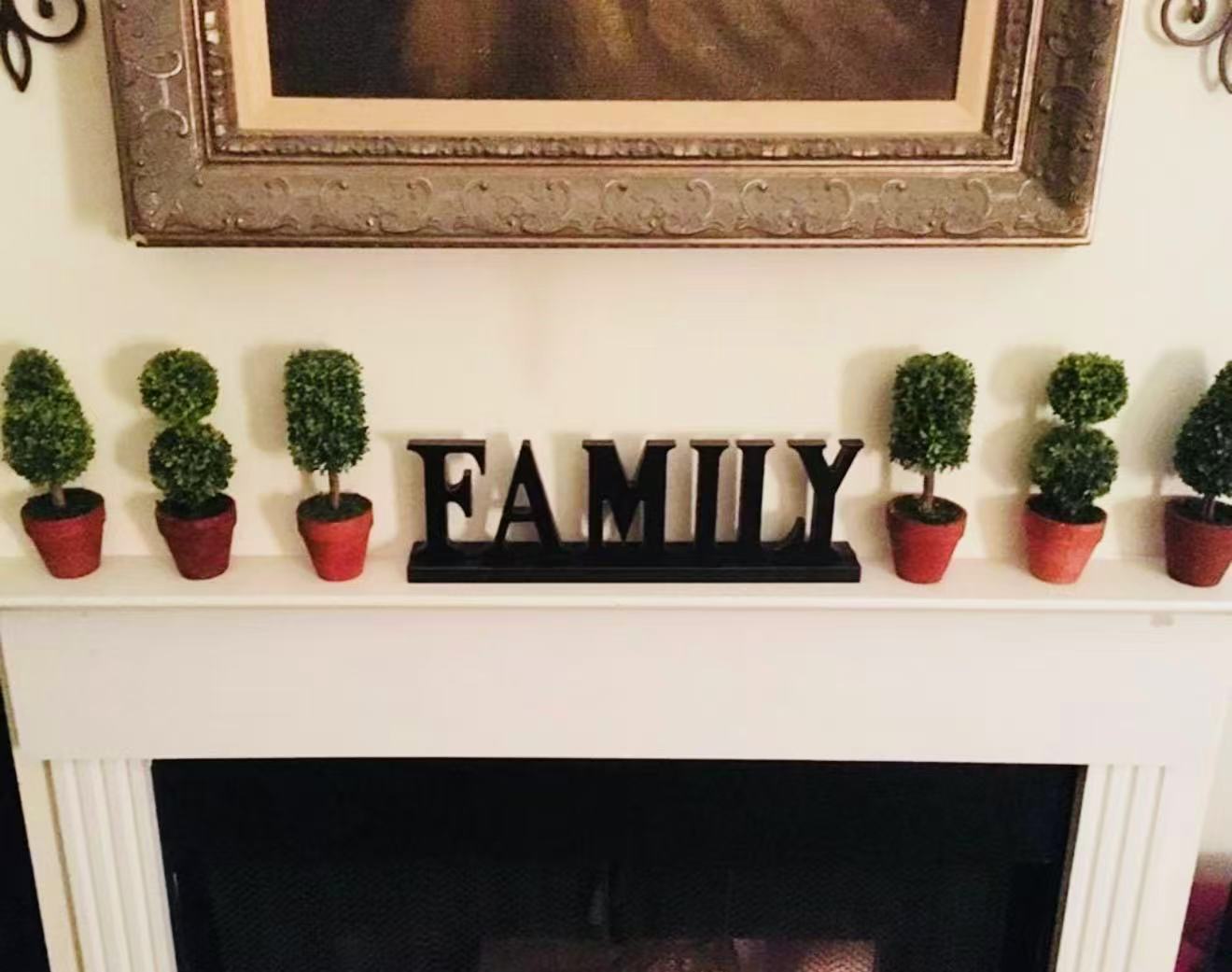 Wooden FAMILY Words Decorative Sign Free Standing Tabletop Decoration