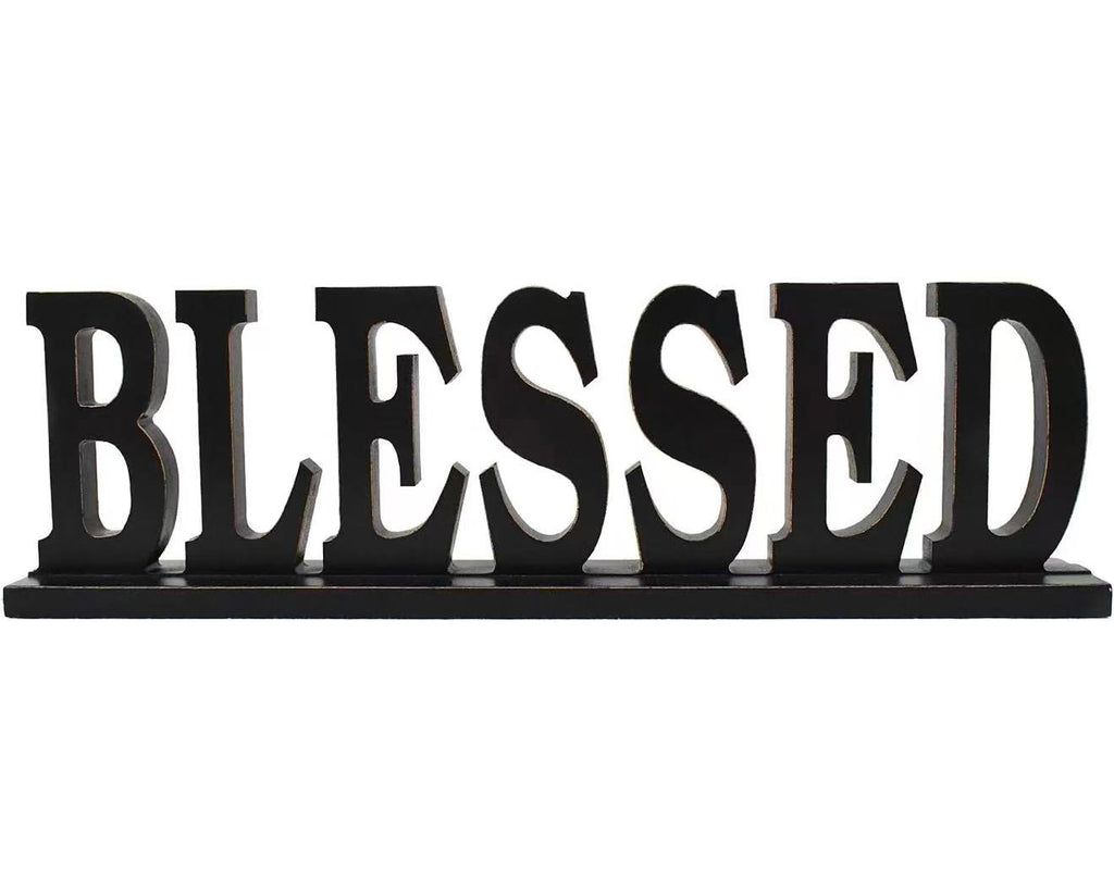 Wood Blessed Sign Home Decor Block Letter