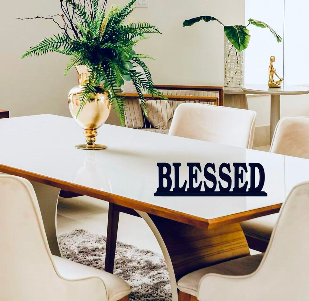Wood Blessed Sign Home Decor Block Letter
