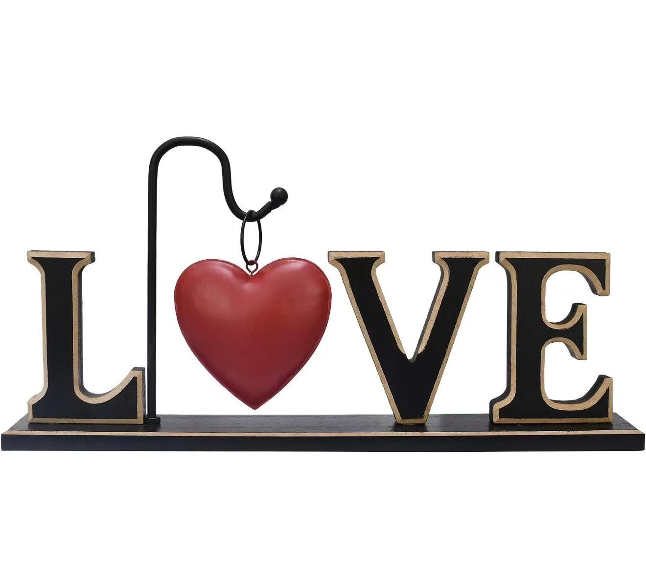 Wood LOVE Sign – Freestanding Tabletop Block Letters Decor