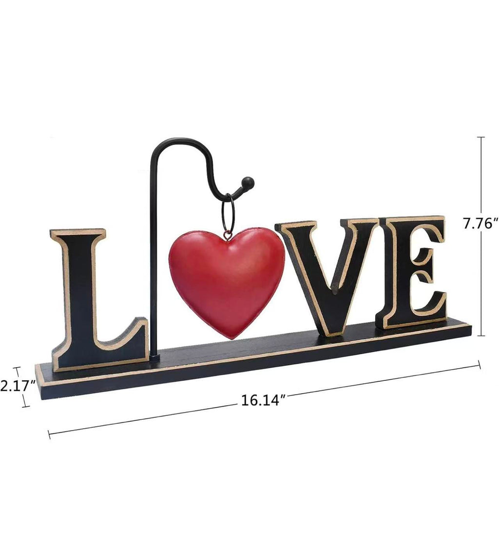 Wood LOVE Sign – Freestanding Tabletop Block Letters Decor