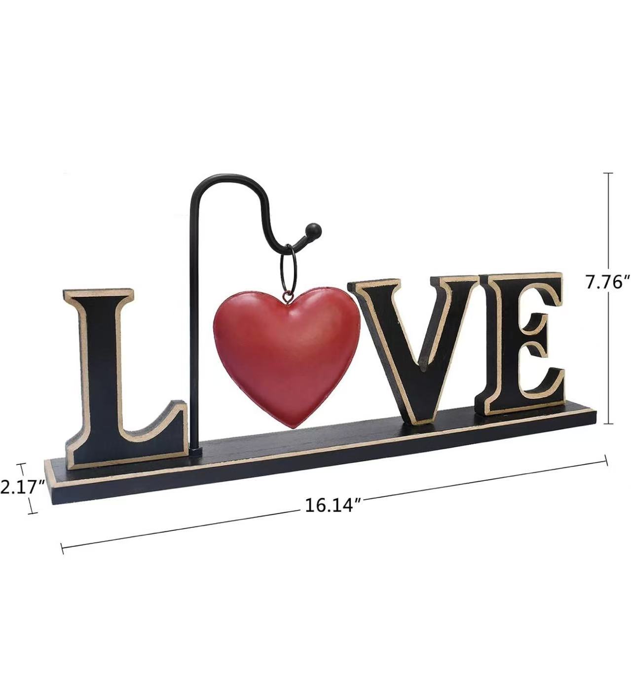 Wood LOVE Sign – Freestanding Tabletop Block Letters Decor