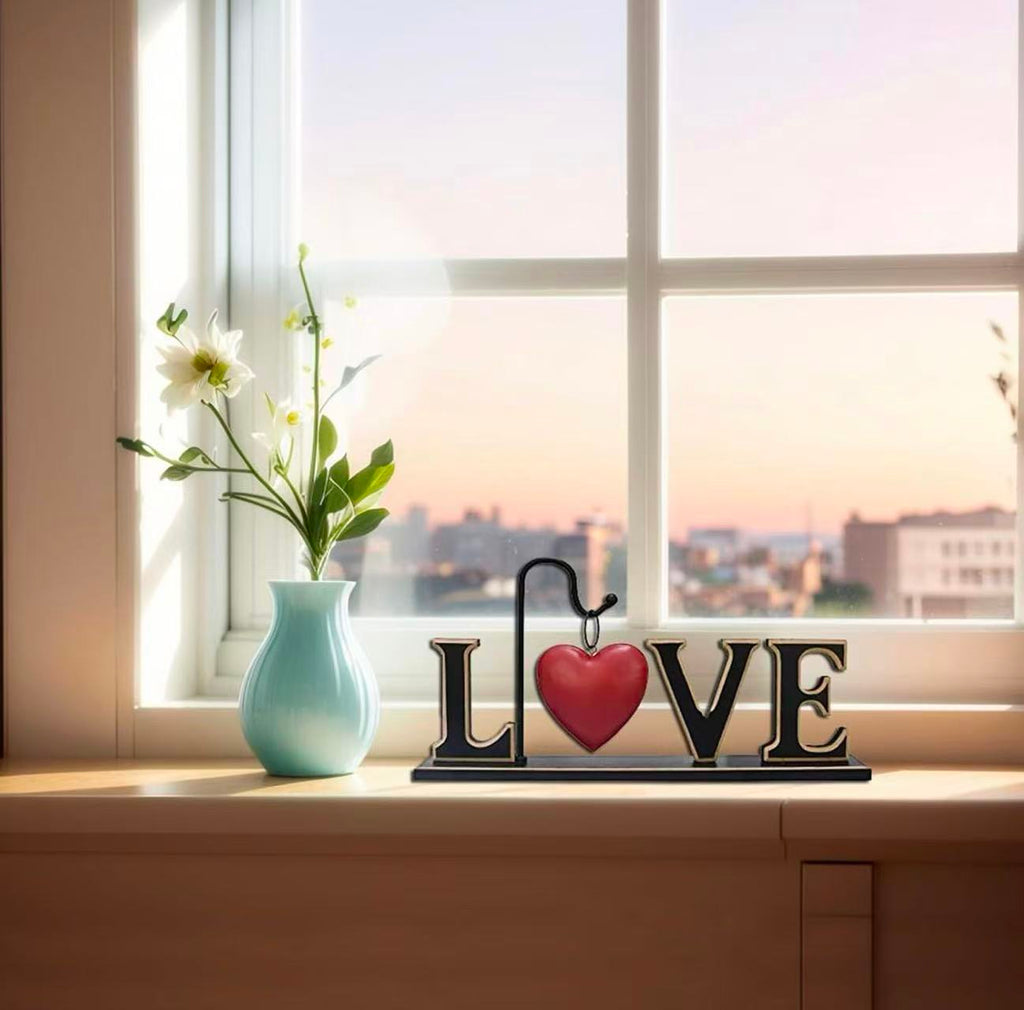 Wood LOVE Sign – Freestanding Tabletop Block Letters Decor