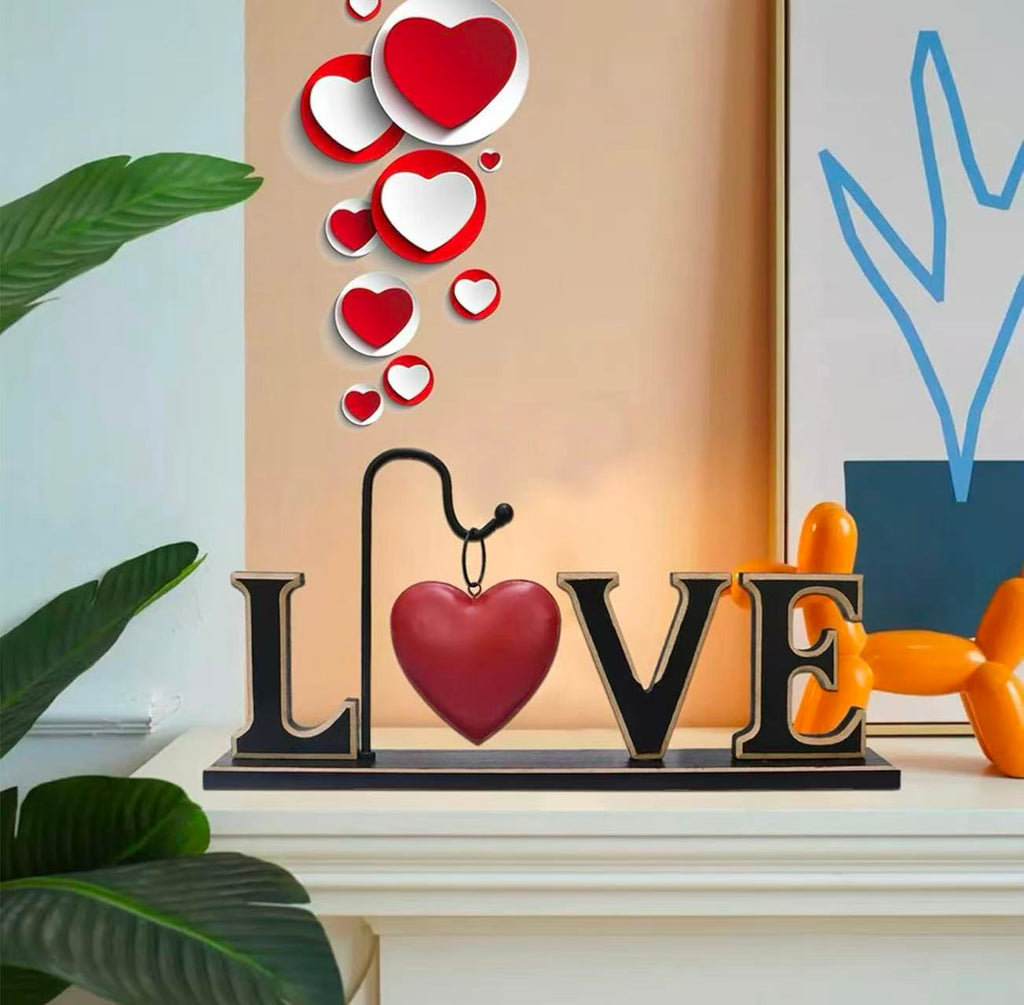 Wood LOVE Sign – Freestanding Tabletop Block Letters Decor