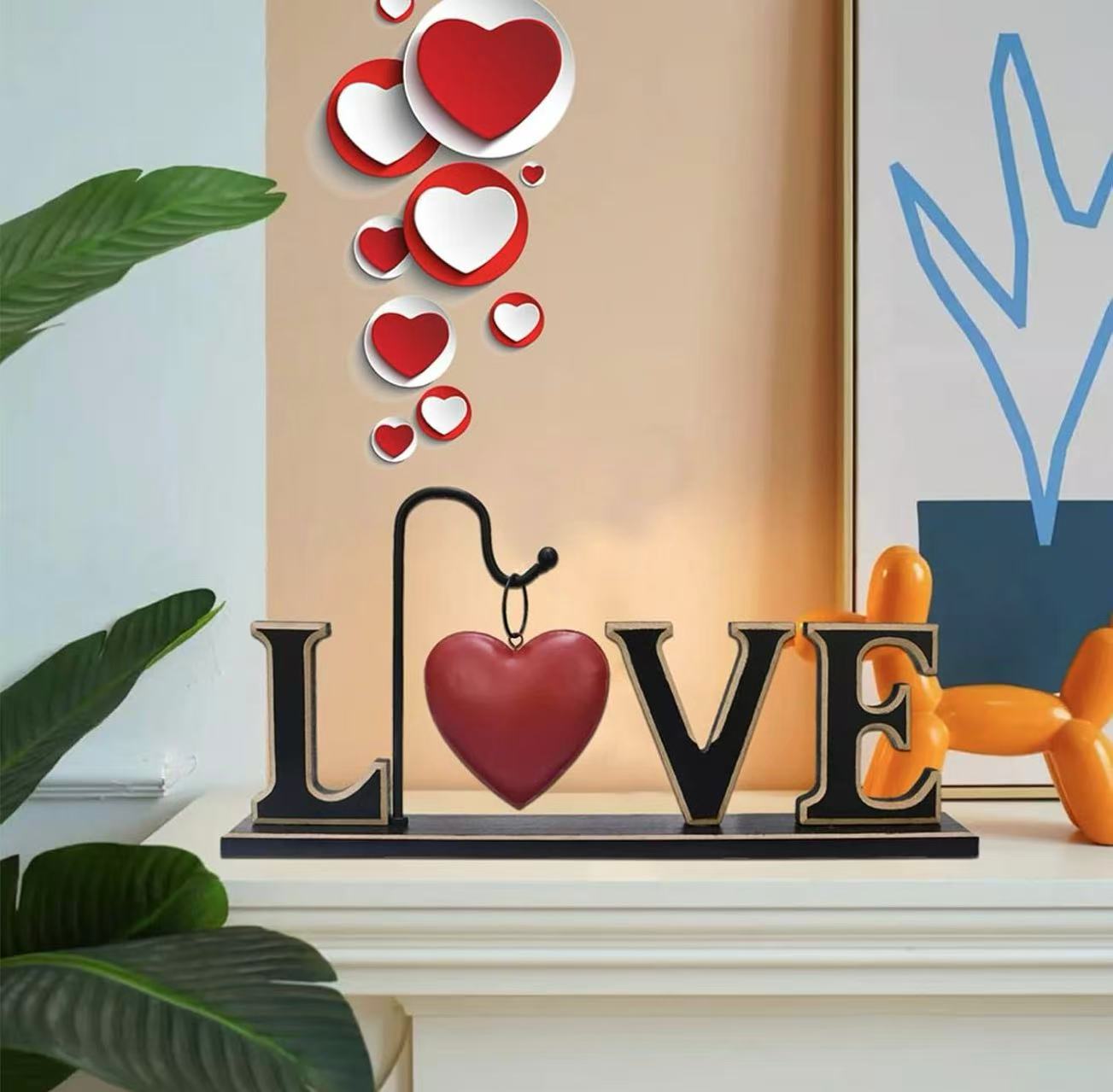 Wood LOVE Sign – Freestanding Tabletop Block Letters Decor