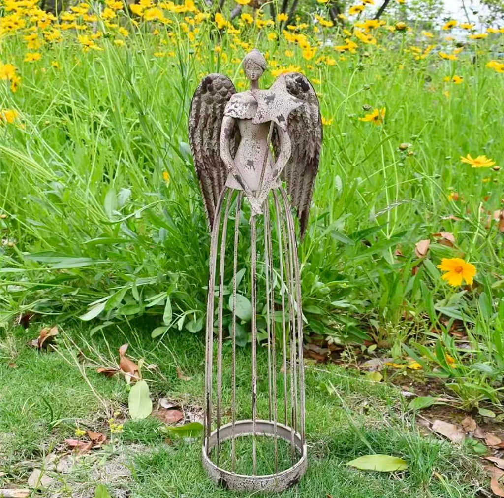 26” Antique Angel Statue – Lawn Sculpture for Sympathy Memorial, Outdoor Yard Decoration