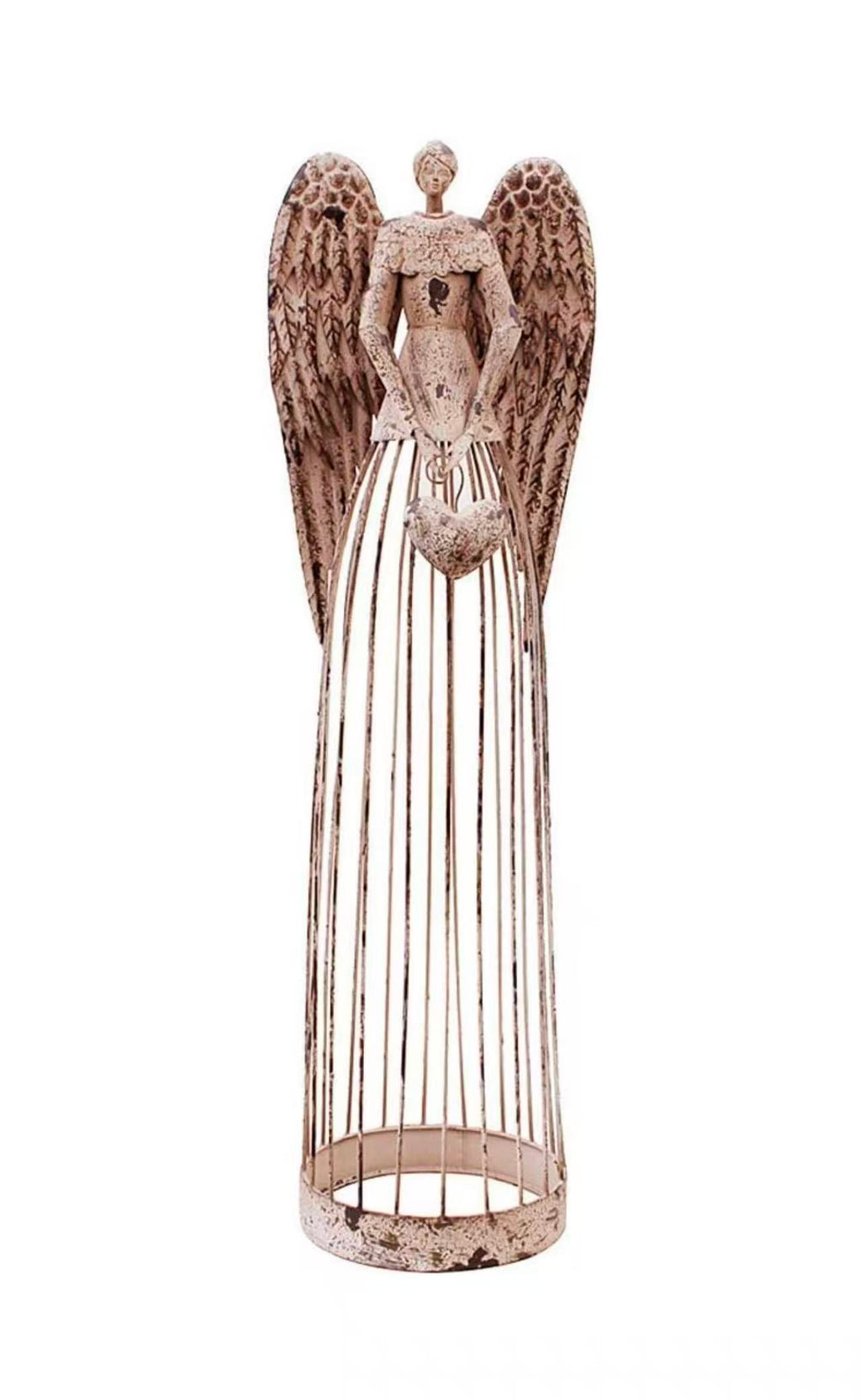 32” Metal Angel Garden Statue – Antique Lawn Sculpture for Outdoor Patio & Yard Decoration