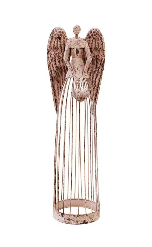 32” Metal Angel Garden Statue – Antique Lawn Sculpture for Outdoor Patio & Yard Decoration