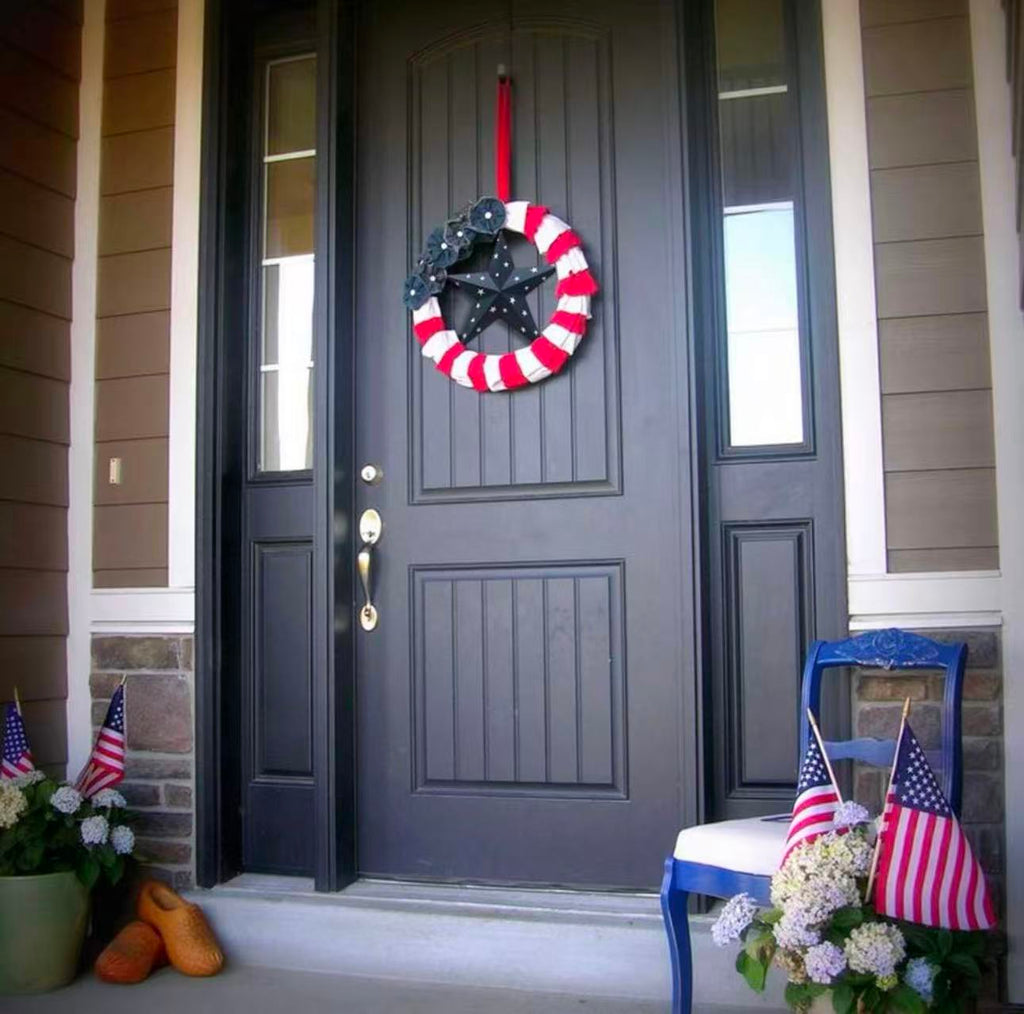 Set of 3 Patriotic Metal Barn Stars Wall Decor– American Flag Style (3 Pack)