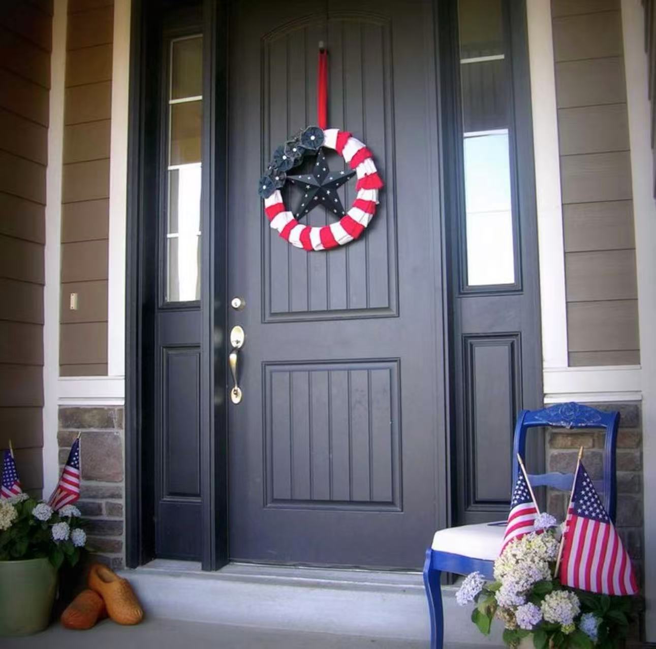 Set of 3 Patriotic Metal Barn Stars Wall Decor– American Flag Style (3 Pack)
