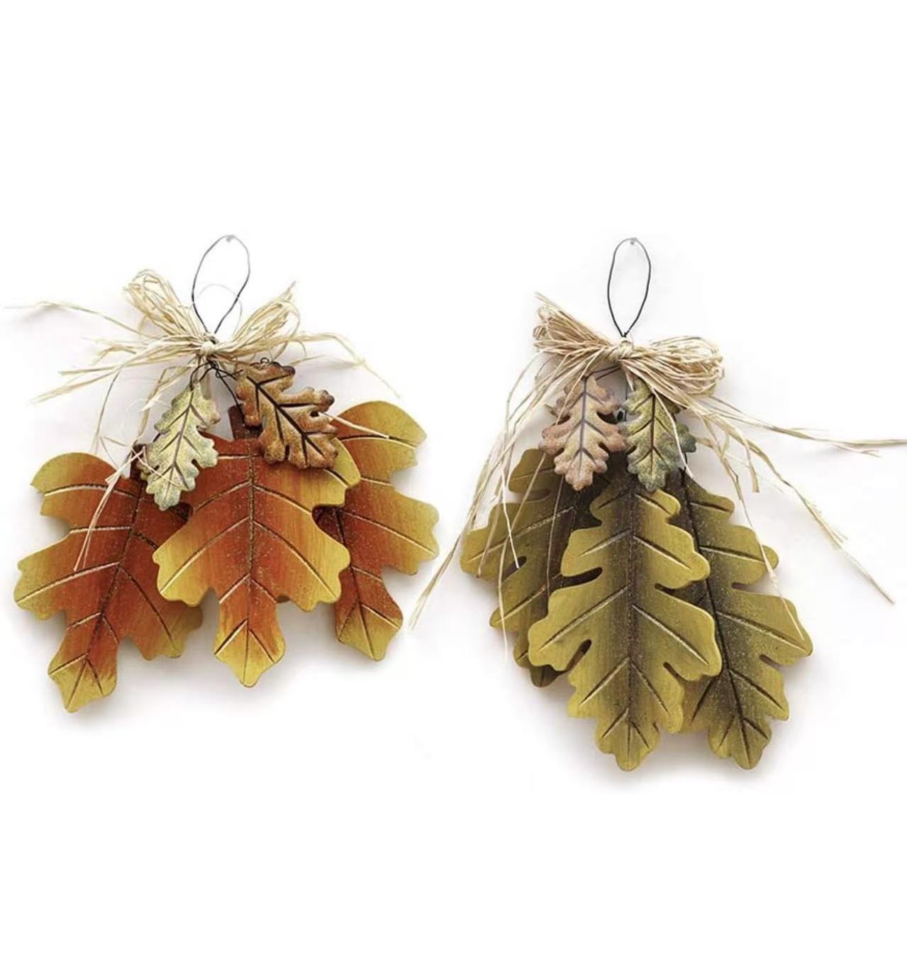Autumn Oak Leaf Wood Hanging Decor – Fall Wall Sign for Front Door or Fireplace Mantel