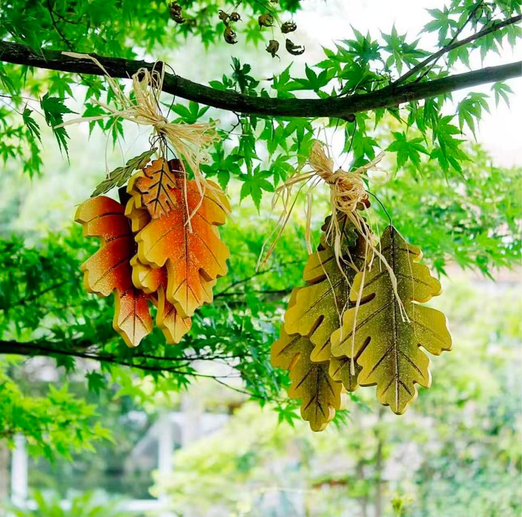 Autumn Oak Leaf Wood Hanging Decor – Fall Wall Sign for Front Door or Fireplace Mantel