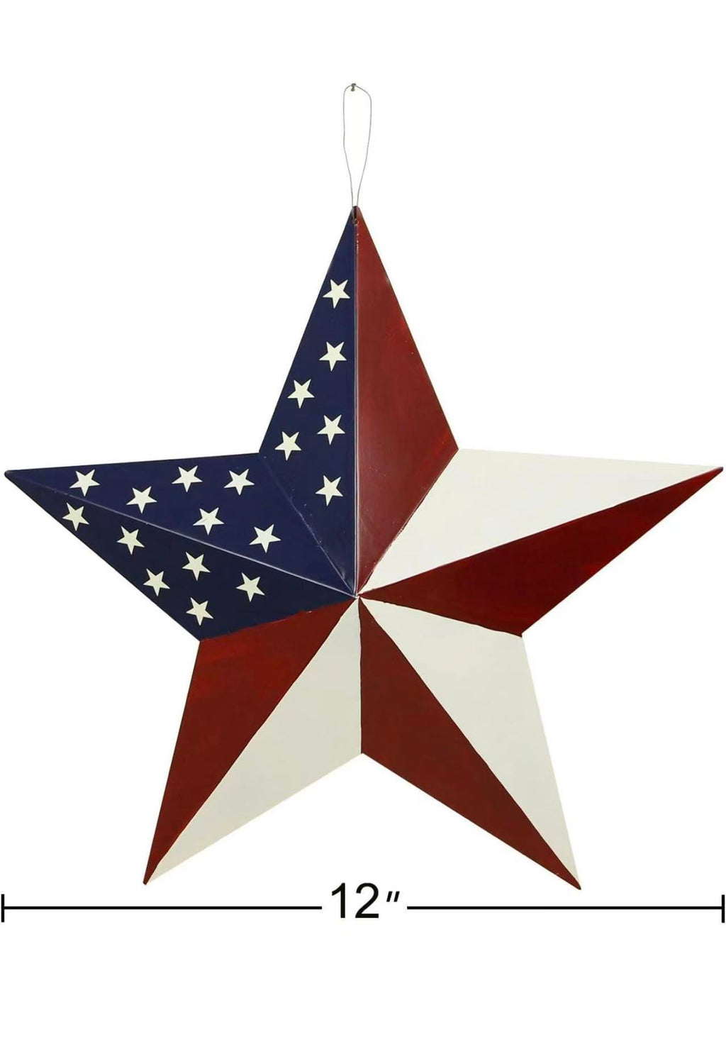 Country Style Patriotic Metal Stars –2PCSHanging Wall Decor for Independence Day