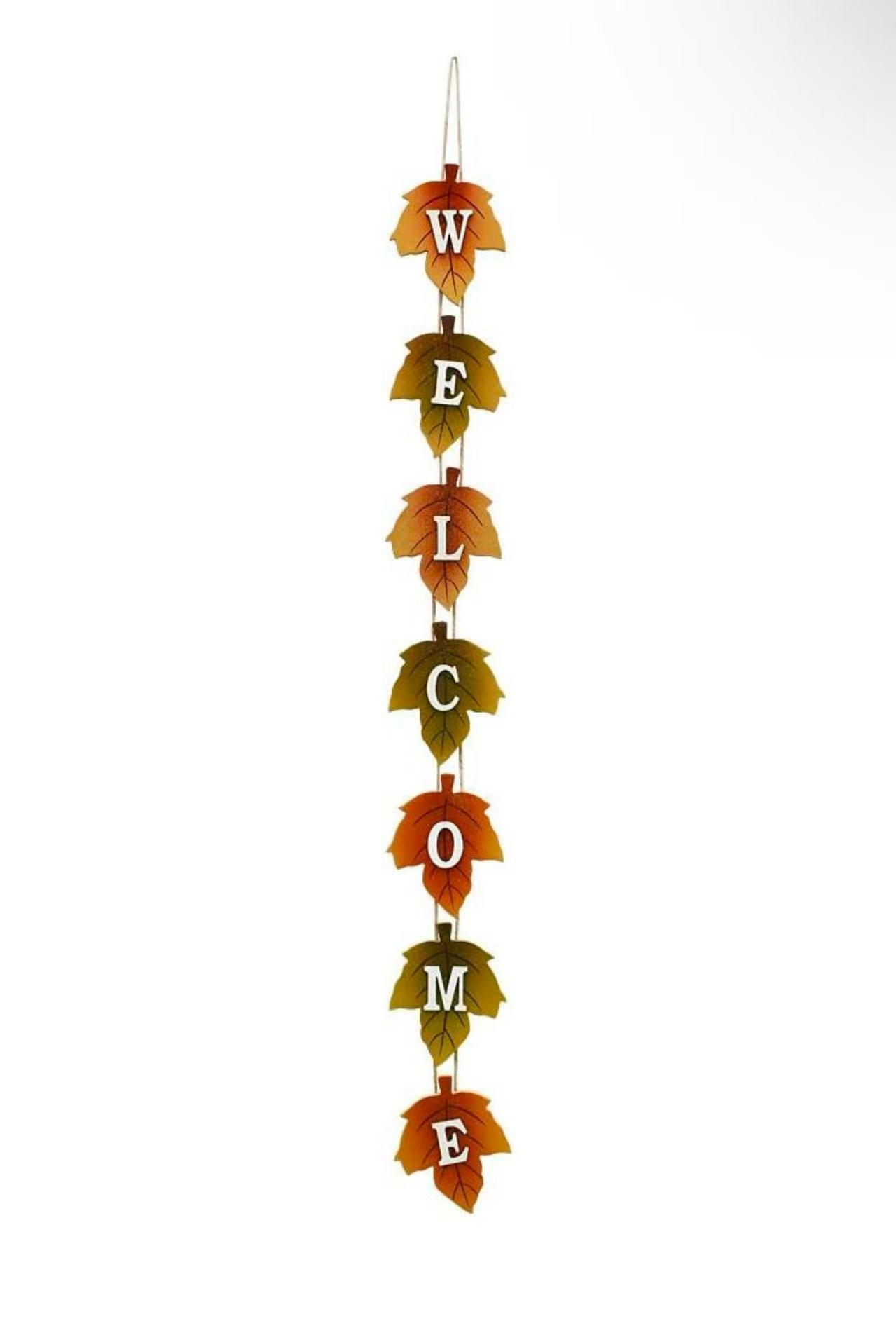 Autumn Welcome Sign – Maple Leaf Wooden Wall Hanging for Front Door & Thanksgiving Decor