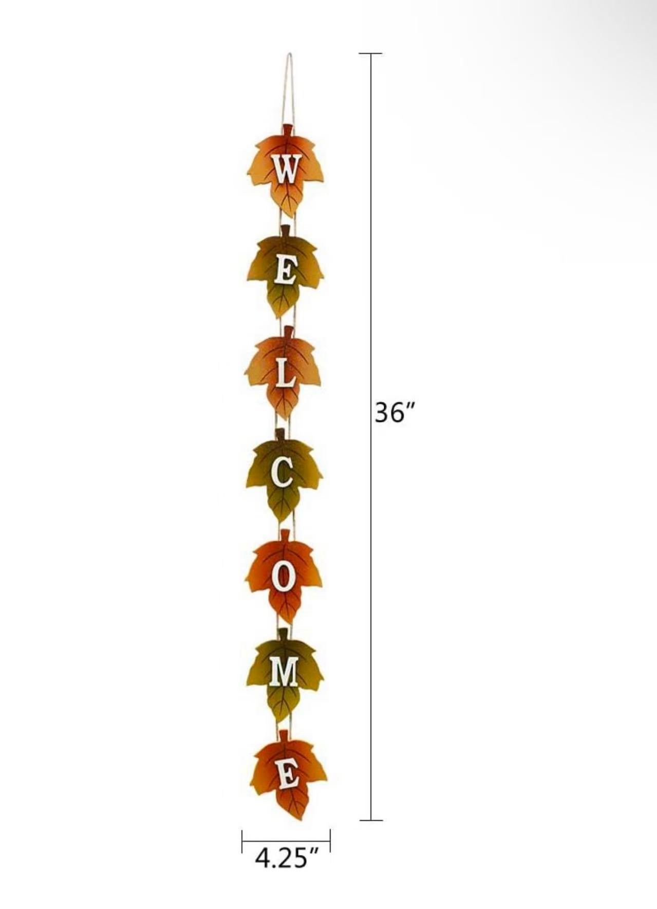 Autumn Welcome Sign – Maple Leaf Wooden Wall Hanging for Front Door & Thanksgiving Decor