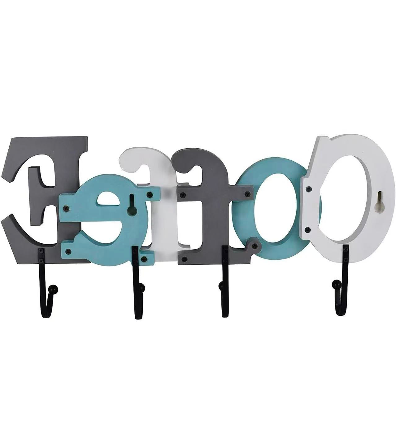 Wooden Coffee Sign with Wall-Mounted Hooks