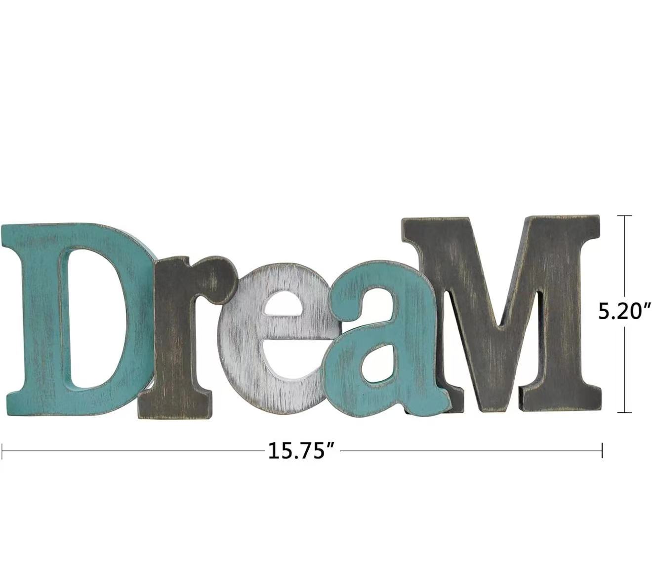 Rustic Wooden "Dream" Cutout Sign – Freestanding Home Decor