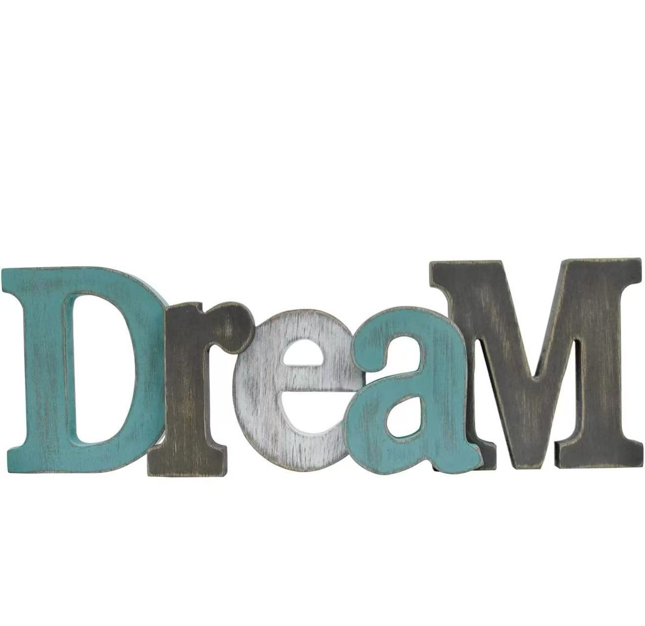 Rustic Wooden "Dream" Cutout Sign – Freestanding Home Decor