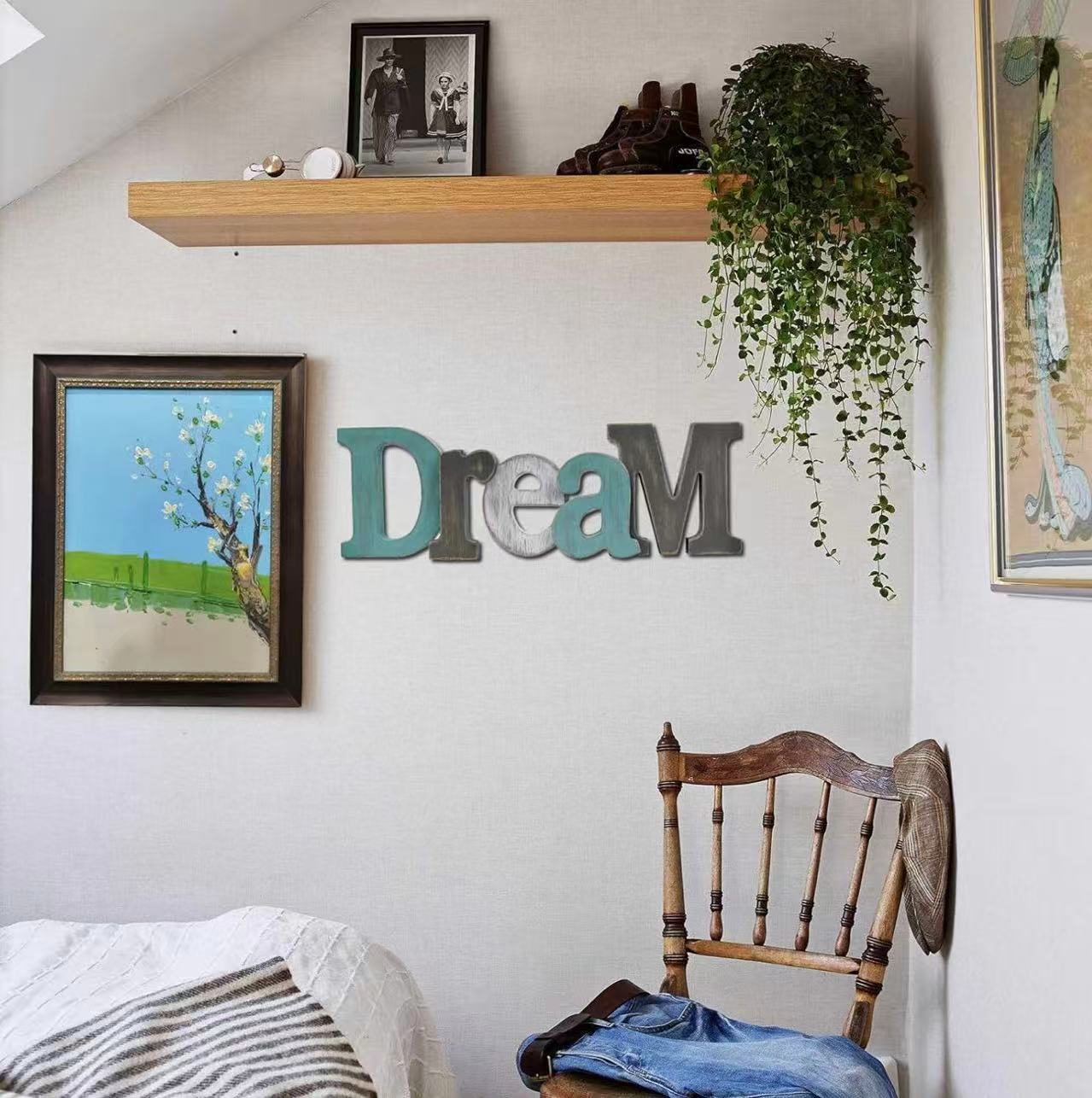 Rustic Wooden "Dream" Cutout Sign – Freestanding Home Decor