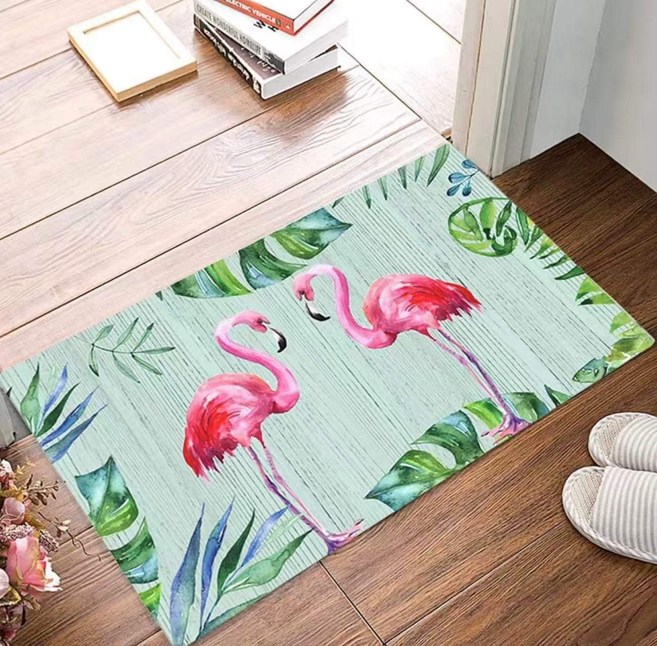 Rubber Non-Slip Flamingo Doormat 29"x17" – Indoor/Outdoor Spring Summer Welcome Mat, Easy Clean