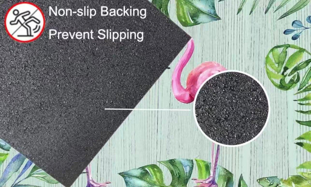 Rubber Non-Slip Flamingo Doormat 29"x17" – Indoor/Outdoor Spring Summer Welcome Mat, Easy Clean