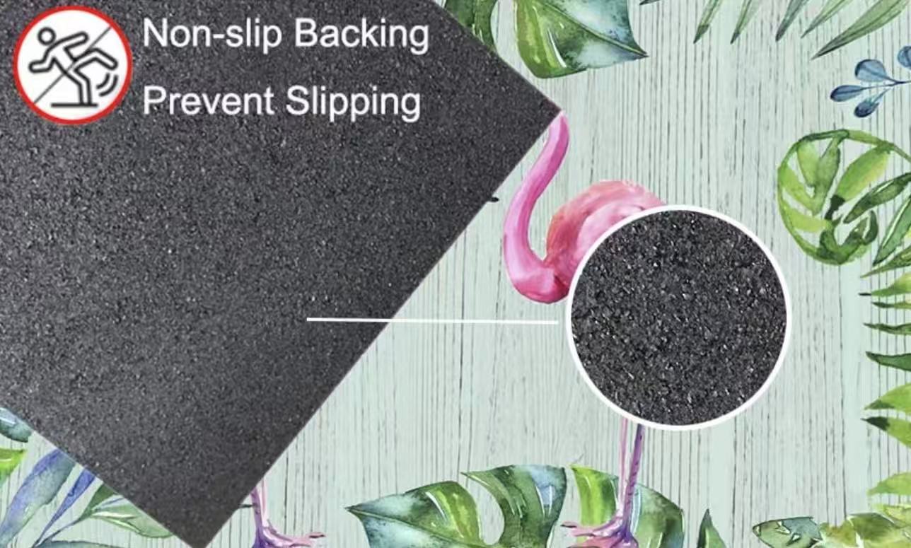 Rubber Non-Slip Flamingo Doormat 29"x17" – Indoor/Outdoor Spring Summer Welcome Mat, Easy Clean