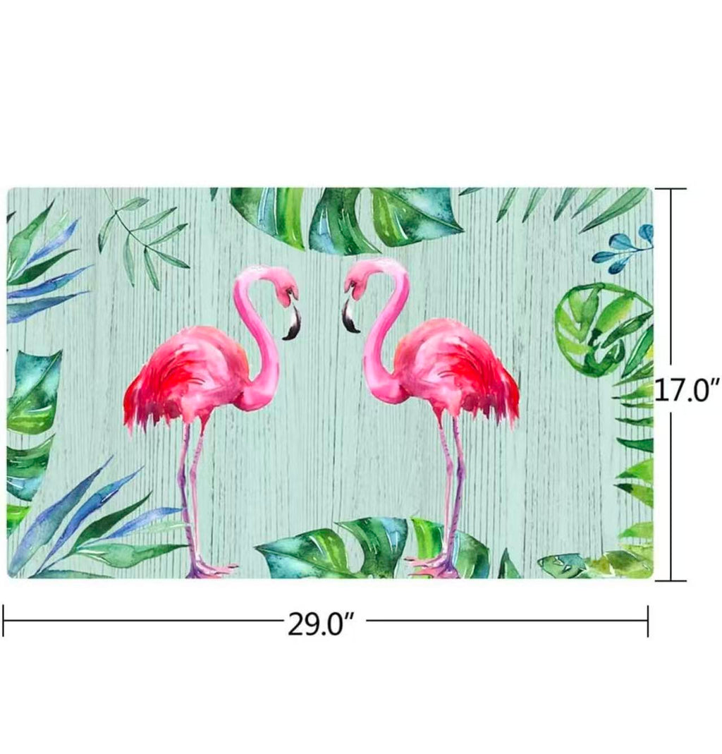 Rubber Non-Slip Flamingo Doormat 29"x17" – Indoor/Outdoor Spring Summer Welcome Mat, Easy Clean
