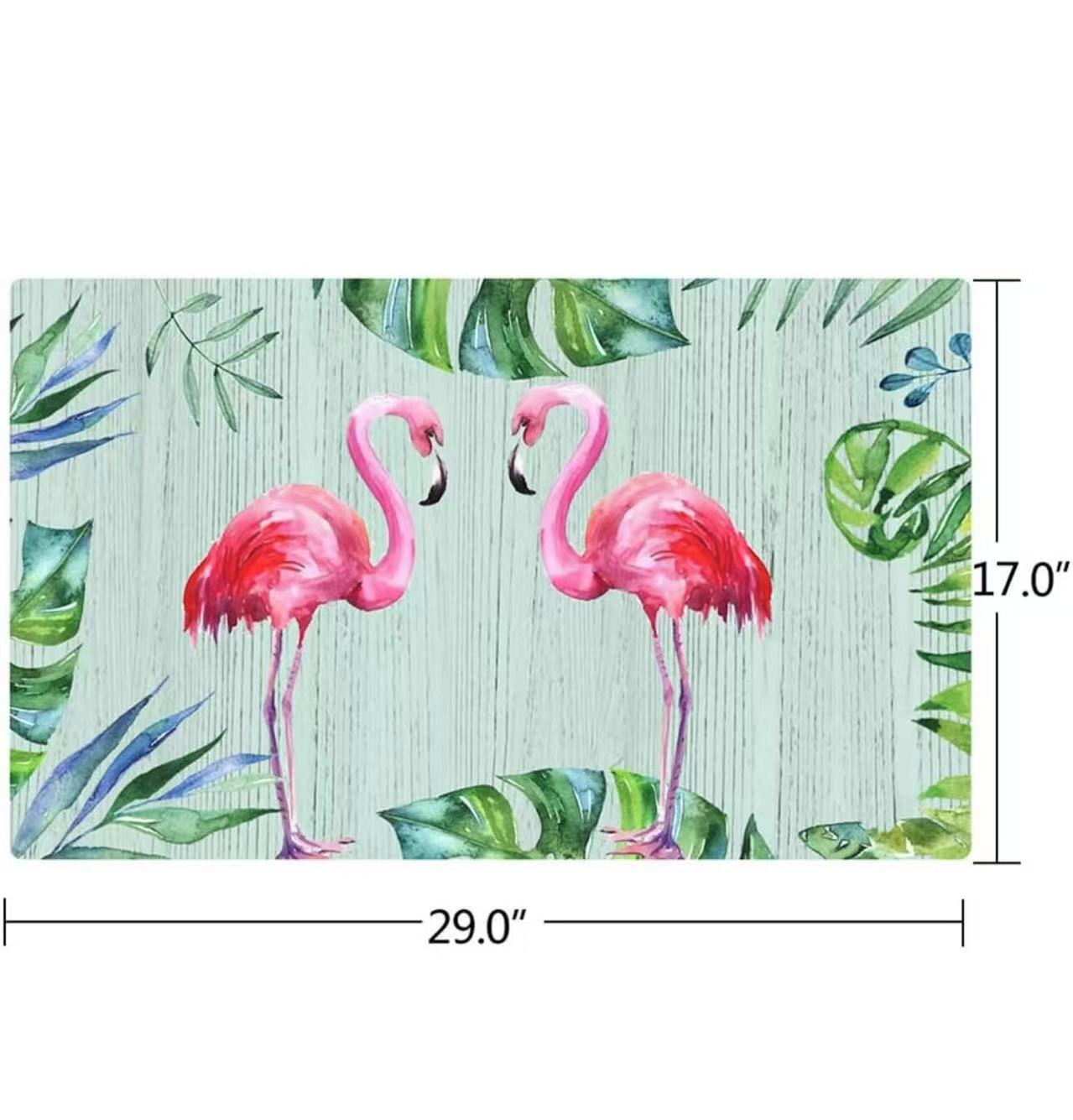 Rubber Non-Slip Flamingo Doormat 29"x17" – Indoor/Outdoor Spring Summer Welcome Mat, Easy Clean