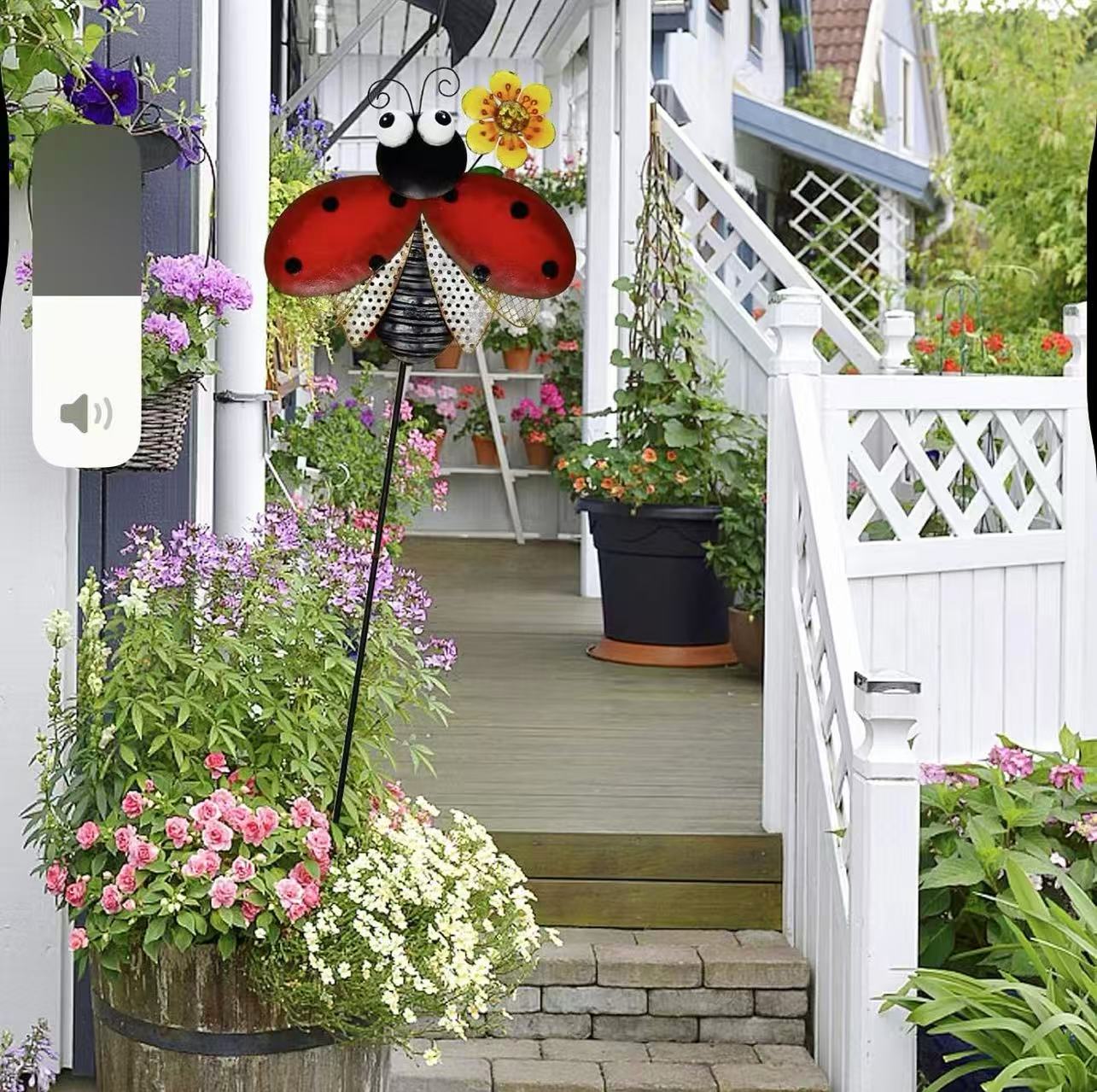 Ladybug Metal Garden Stake – Outdoor Yard Decor