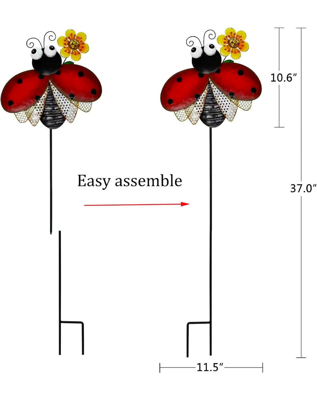Ladybug Metal Garden Stake – Outdoor Yard Decor