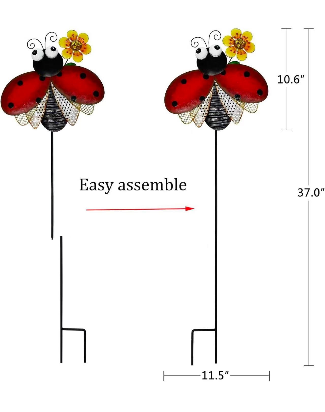 Ladybug Metal Garden Stake – Outdoor Yard Decor