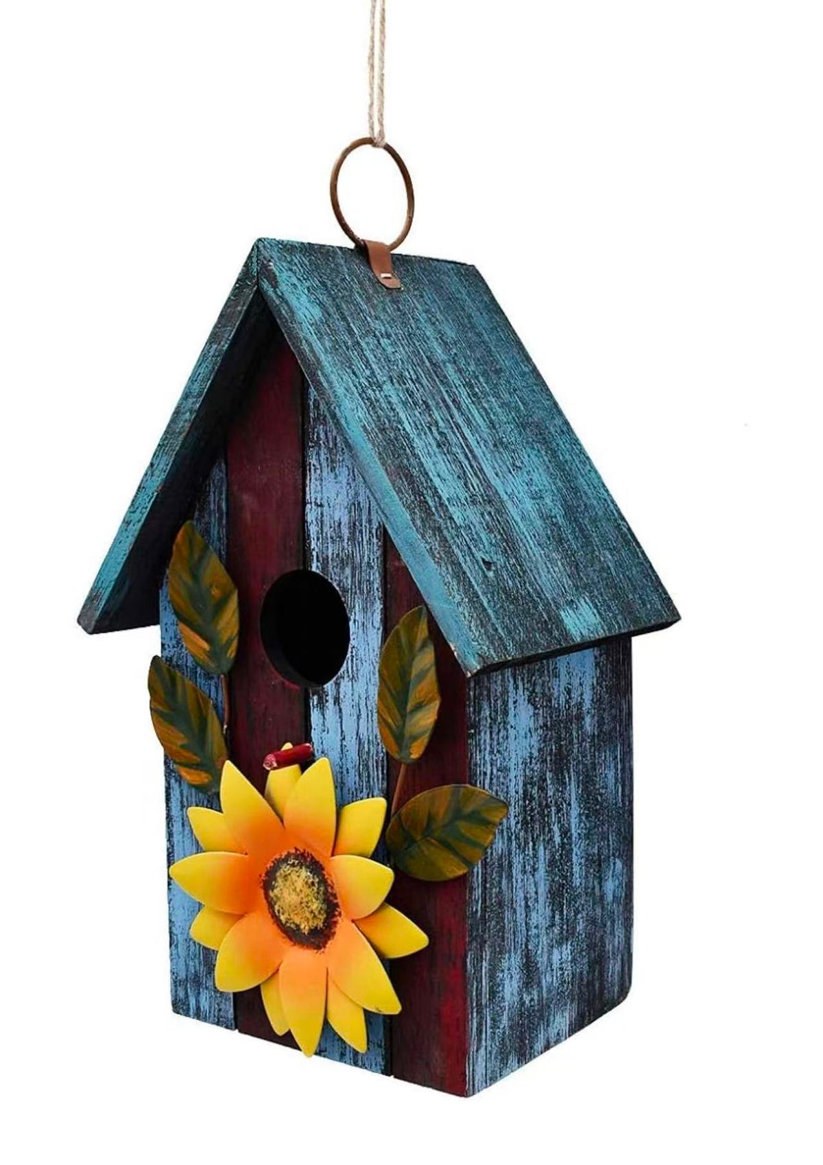 Wood Bird House for Outside, Hanging Bluebird House