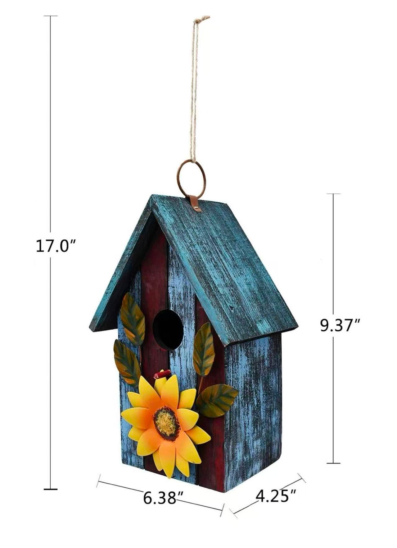 Wood Bird House for Outside, Hanging Bluebird House