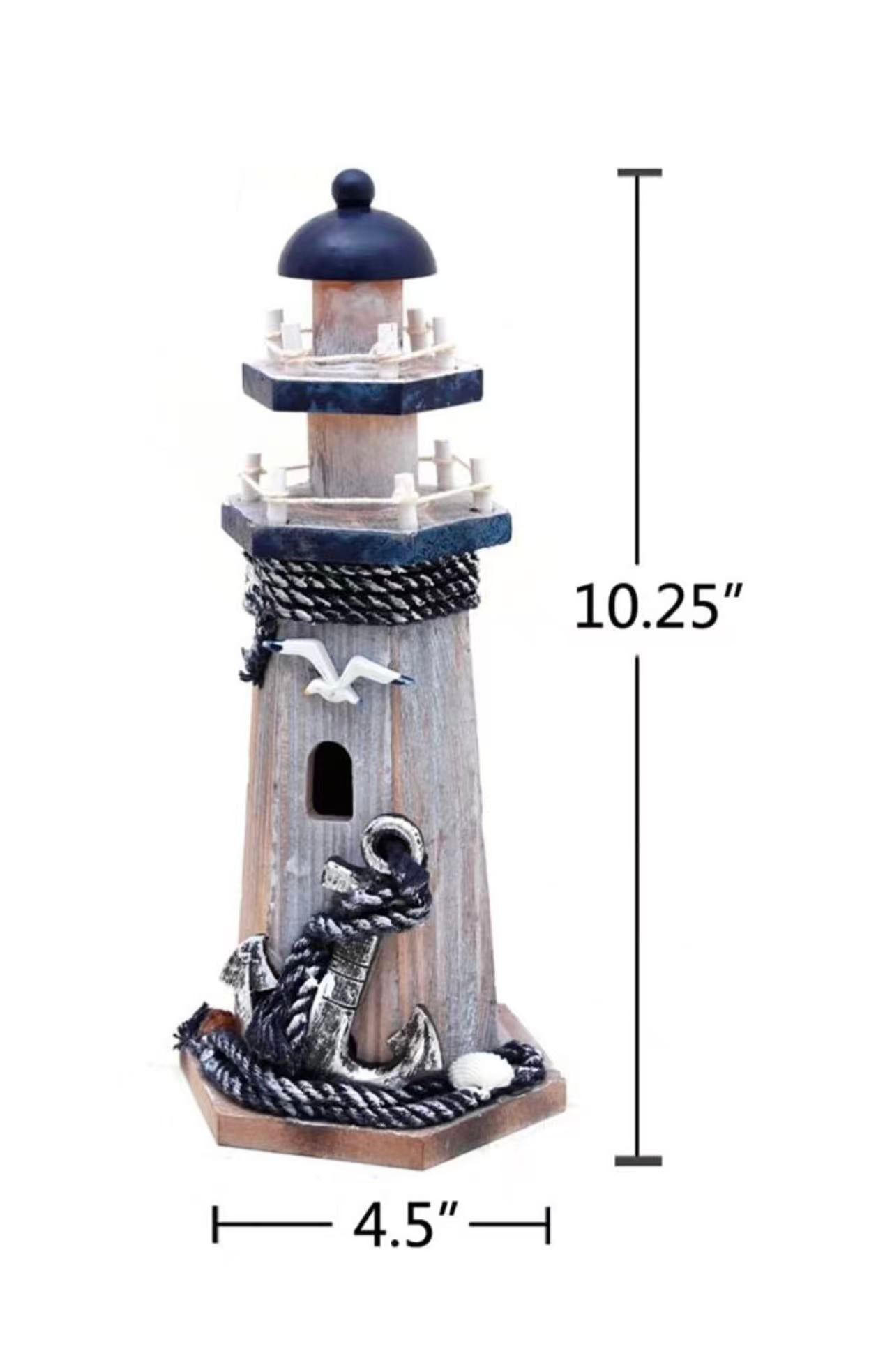Nautical-themed lighthouse figurine, perfect as a beach-style centerpiece for your bathroom or home decor.