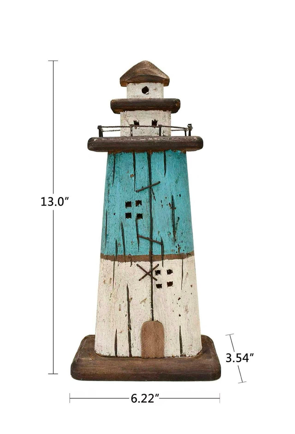Rustic nautical lighthouse figurine, perfect as a tabletop centerpiece or bathroom decor. Adds Mediterranean beach vibes to your home.