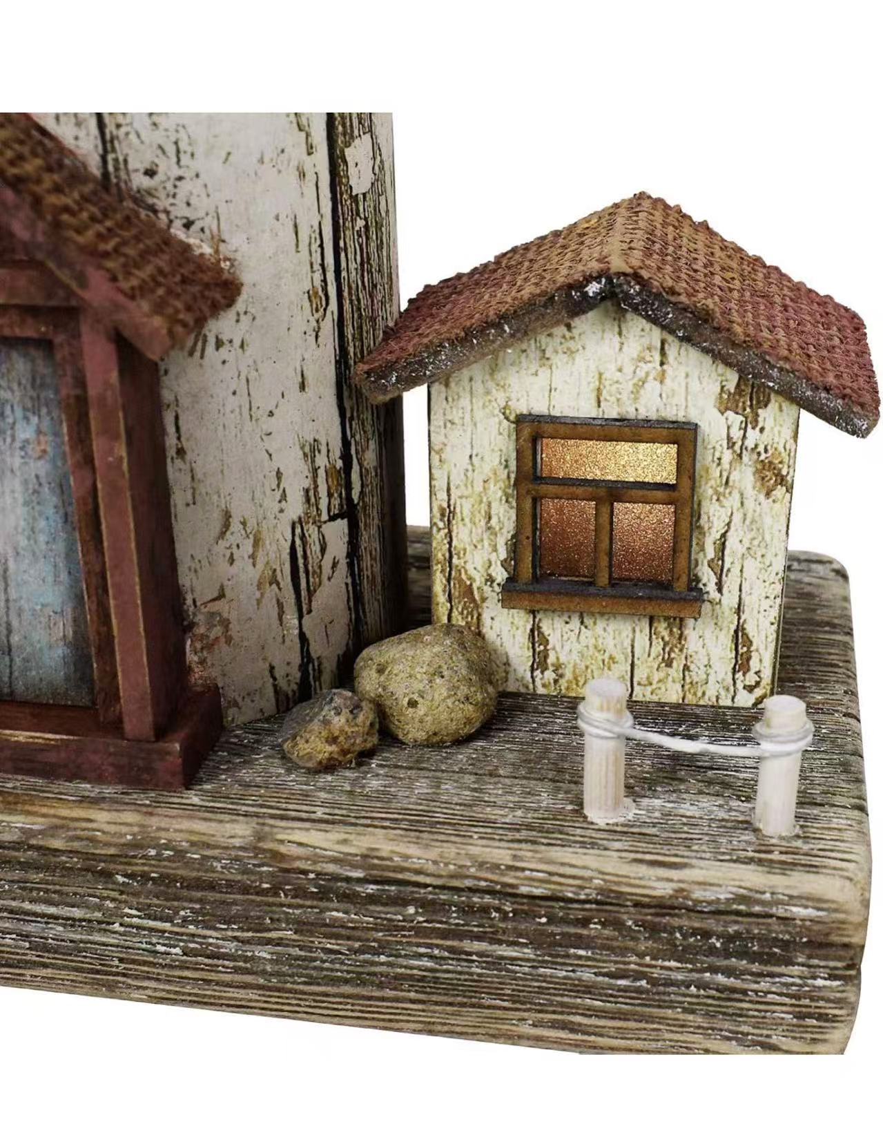 Rustic lighthouse with LED light, perfect as a nightlight for beach-themed living rooms, kids' rooms, or bathrooms.