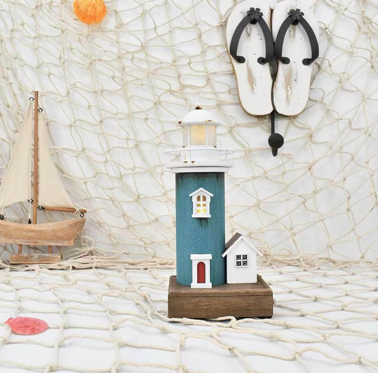 Beach Lighthouse Nightlight Coastal-themed tabletop centerpiece, perfect for home, room, or lake house decor.