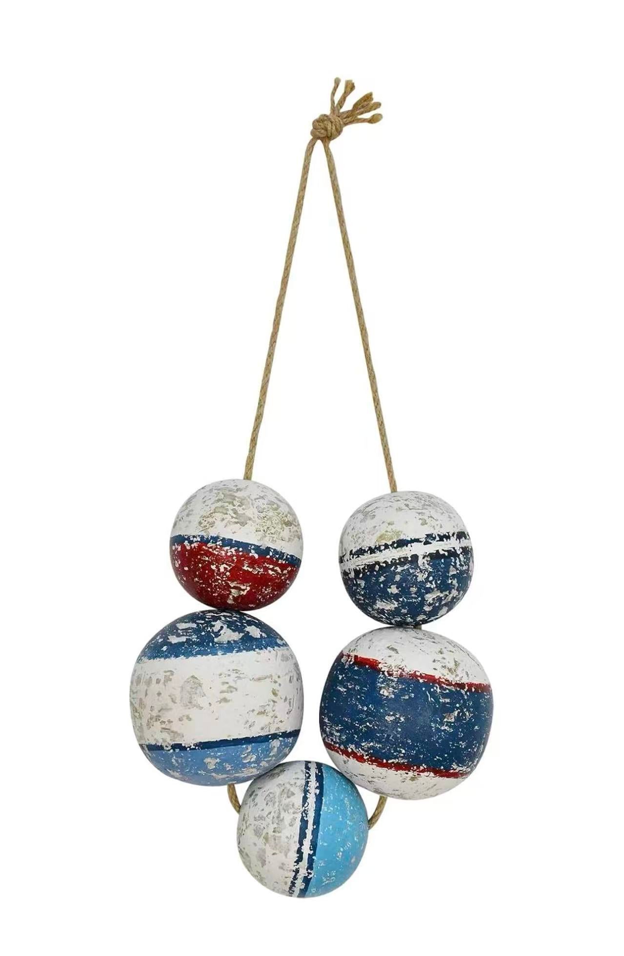 Wooden Fishing Float Balls with Rope – Coastal Wall Hanging Decor