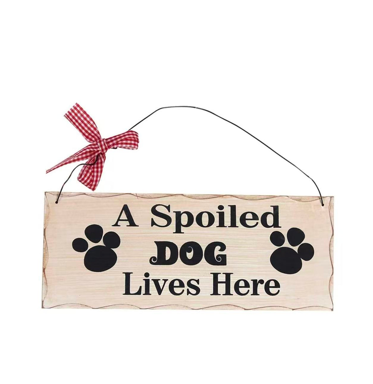 Funny Dog Sign - 'A Spoiled Dog Lives Here' Decorative Wooden Wall Art, 4x10in, Perfect Dog Lover Gift