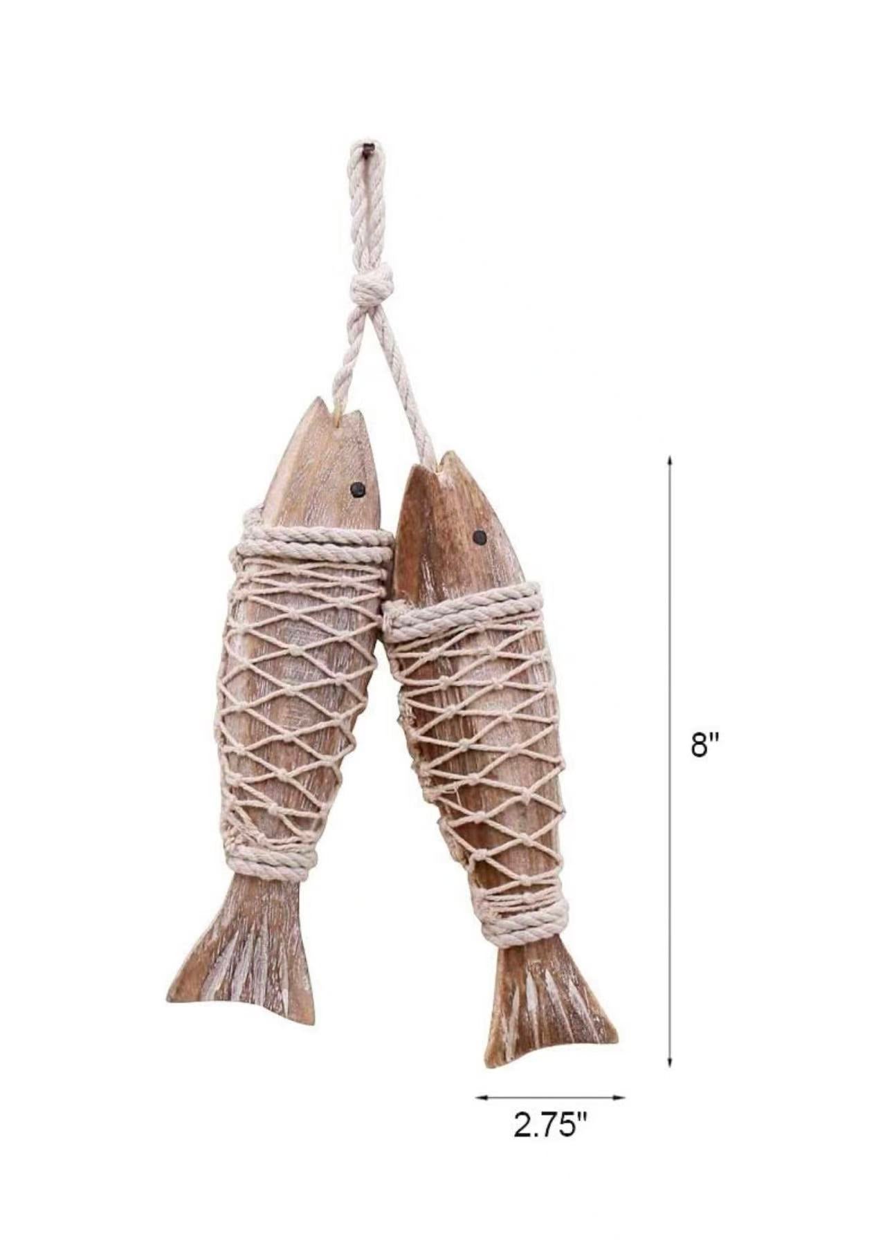 Rustic Nautical Wooden Fish Decor – Hanging Fish Sculpture for Beach-Inspired Walls