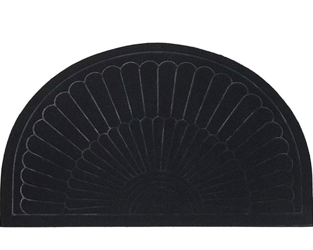 Rubber Doormat Half Round, Non-Slip, Absorbent,18" x 30"